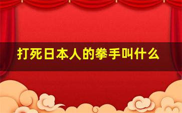 打死日本人的拳手叫什么