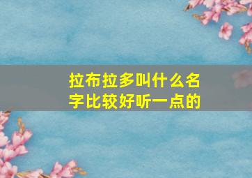 拉布拉多叫什么名字比较好听一点的