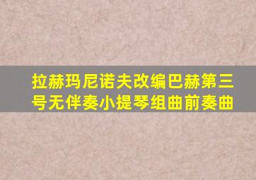 拉赫玛尼诺夫改编巴赫第三号无伴奏小提琴组曲前奏曲