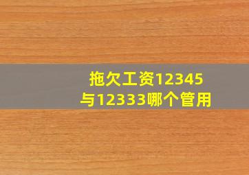 拖欠工资12345与12333哪个管用