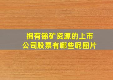 拥有锑矿资源的上市公司股票有哪些呢图片