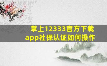 掌上12333官方下载app社保认证如何操作