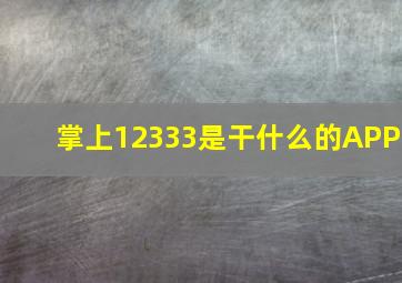 掌上12333是干什么的APP