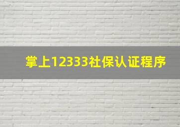 掌上12333社保认证程序