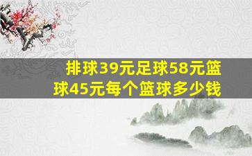 排球39元足球58元篮球45元每个篮球多少钱