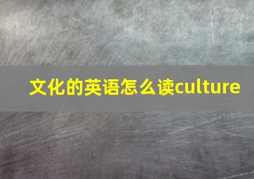 文化的英语怎么读culture