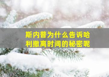 斯内普为什么告诉哈利撤离时间的秘密呢