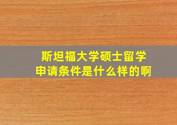 斯坦福大学硕士留学申请条件是什么样的啊