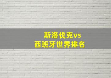 斯洛伐克vs西班牙世界排名