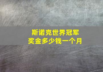 斯诺克世界冠军奖金多少钱一个月