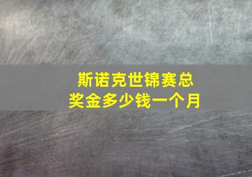 斯诺克世锦赛总奖金多少钱一个月