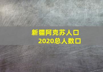 新疆阿克苏人口2020总人数口