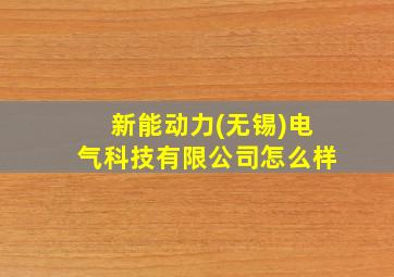 新能动力(无锡)电气科技有限公司怎么样