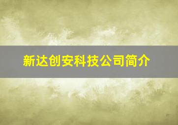 新达创安科技公司简介