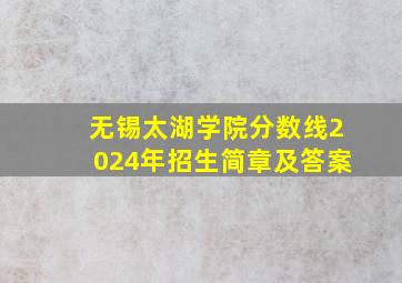 无锡太湖学院分数线2024年招生简章及答案