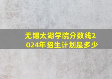 无锡太湖学院分数线2024年招生计划是多少