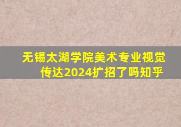 无锡太湖学院美术专业视觉传达2024扩招了吗知乎