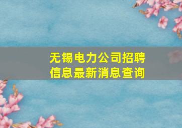 无锡电力公司招聘信息最新消息查询