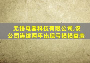 无锡电器科技有限公司,该公司连续两年出现亏损损益表