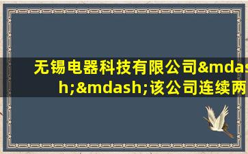 无锡电器科技有限公司——该公司连续两年出现亏损