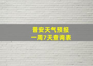 普安天气预报一周7天查询表