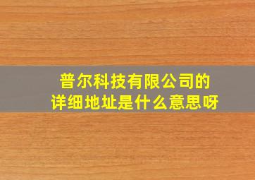 普尔科技有限公司的详细地址是什么意思呀