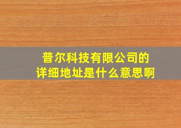 普尔科技有限公司的详细地址是什么意思啊