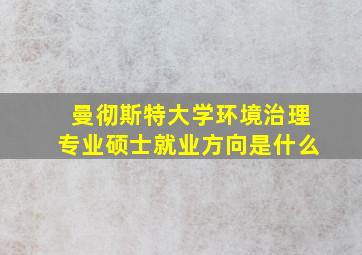 曼彻斯特大学环境治理专业硕士就业方向是什么