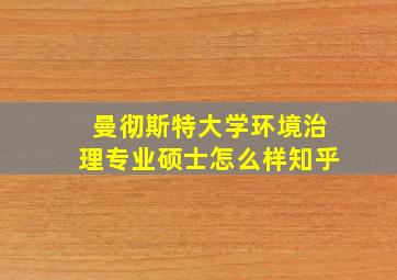 曼彻斯特大学环境治理专业硕士怎么样知乎