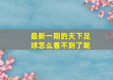 最新一期的天下足球怎么看不到了呢