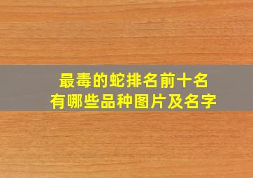 最毒的蛇排名前十名有哪些品种图片及名字