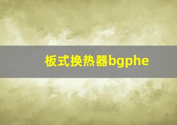 板式换热器bgphe