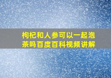 枸杞和人参可以一起泡茶吗百度百科视频讲解