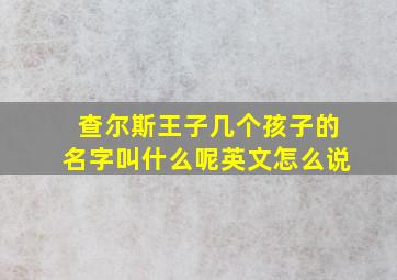 查尔斯王子几个孩子的名字叫什么呢英文怎么说