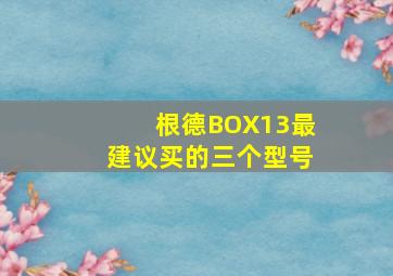 根德BOX13最建议买的三个型号