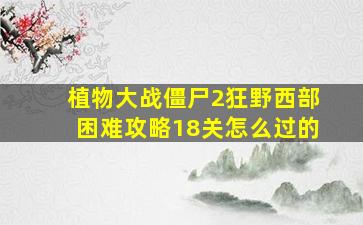 植物大战僵尸2狂野西部困难攻略18关怎么过的