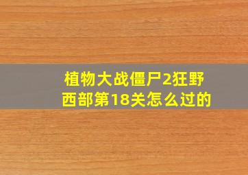 植物大战僵尸2狂野西部第18关怎么过的