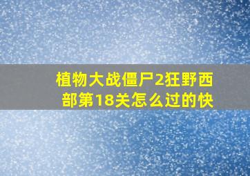 植物大战僵尸2狂野西部第18关怎么过的快