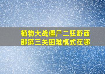 植物大战僵尸二狂野西部第三关困难模式在哪