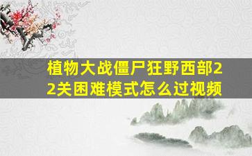 植物大战僵尸狂野西部22关困难模式怎么过视频