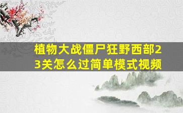 植物大战僵尸狂野西部23关怎么过简单模式视频