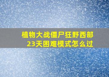 植物大战僵尸狂野西部23天困难模式怎么过