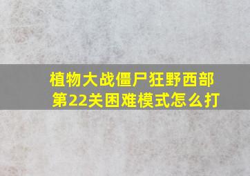 植物大战僵尸狂野西部第22关困难模式怎么打