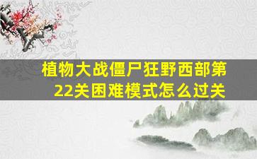 植物大战僵尸狂野西部第22关困难模式怎么过关