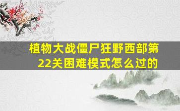 植物大战僵尸狂野西部第22关困难模式怎么过的