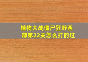 植物大战僵尸狂野西部第22关怎么打的过