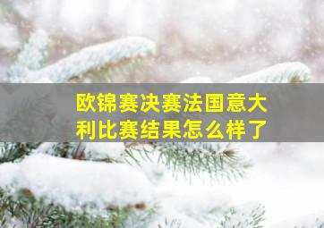 欧锦赛决赛法国意大利比赛结果怎么样了