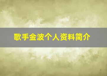 歌手金波个人资料简介