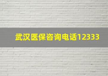 武汉医保咨询电话12333