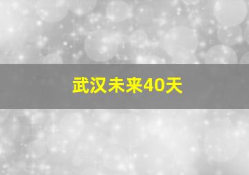 武汉未来40天